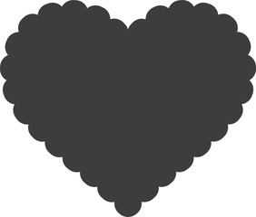 Scallop edge frame. Heart shape with lace pattern. Frill cute box. Geometric wavy sticker and squiggle vintage label