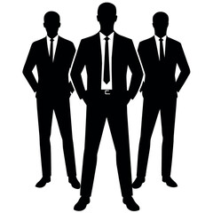 Business man standing with VIP pose vector silhouette