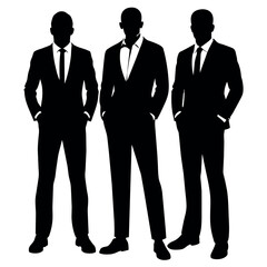 Business man standing with VIP pose vector silhouette