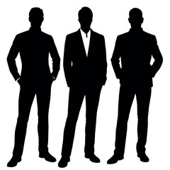 Business man standing with VIP pose vector silhouette