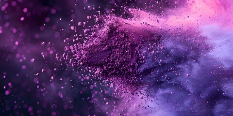 Vibrant Burst of Bright Purple Powder: A Colorful Explosion of Pigment. Concept Purple Powder, Color Explosion, Vibrant Photoshoot, Outdoor Fun, Creative Photography
