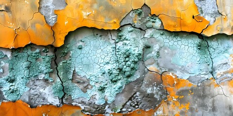 Neglected and Deteriorating Wall Covered in Green Mold. Concept Abandoned Building, Urban Decay, Mold Growth, Environmental Hazard