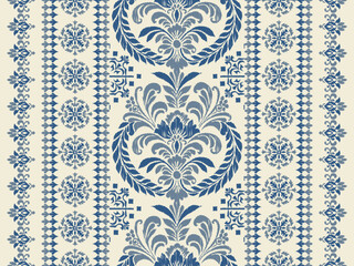 Abstract Traditional Scribble Style Hand Drawn Ikat Seamless Vector Pattern Trendy Fashion Colors Perfect for Allover Fabric Print or Wall Paper Damask Ethnic Concept Bright Orange White Tones