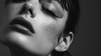 Fashion photography of a model with dramatic eyelashes and a bold look