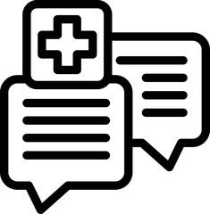 Healthcare communication concept with medical chat icon, cross symbol, and bubbles vector illustration for online consultation, telemedicine, and digital medicine technology