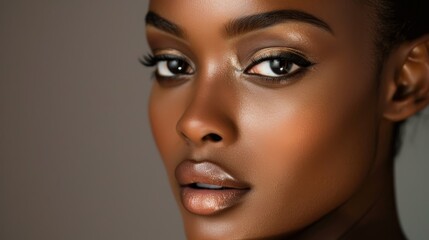 Fototapeta premium A model’s portrait exuding confidence with impeccable make-up and style