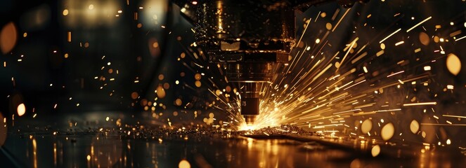 Laser welding machine, sparks flying from the laser head