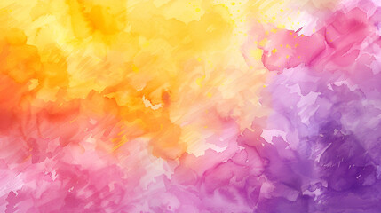 Abstract purple yellow orange pink watercolor splash background