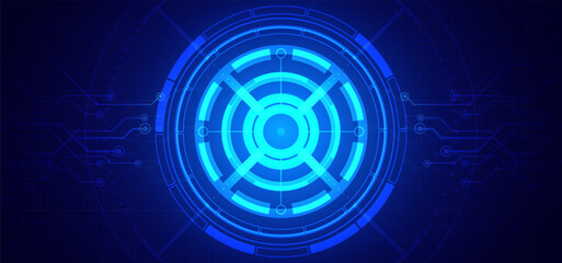 Abstract digital technology futuristic circuit board blue background, Cyber science tech layout, Innovation future Ai big data, Global internet network connection, Cloud hi-tech illustration vector