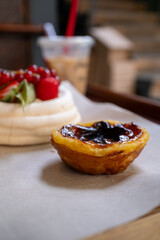 traditional portuguese dessert pastel da nata in close-up