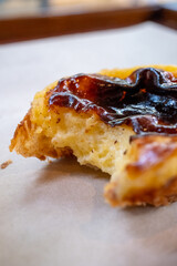 traditional portuguese dessert pastel da nata in close-up