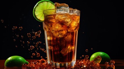 glass of iced coffee with condensation droplets clinging to the sides, 