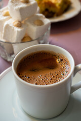 cup of coffee with turkish delight