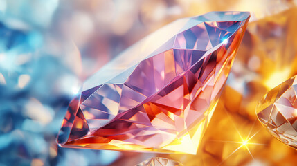 Abstract background of sparkling diamond crystals in multicolored shades