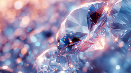 Abstract background of sparkling diamond crystals in blue shades
