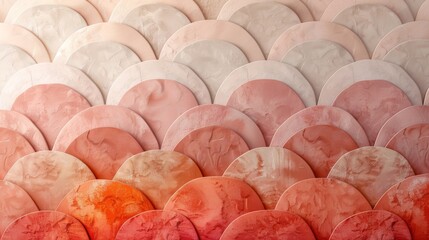 Design a scallop pattern with repeating semi-circular shapes arranged harmoniously, using a soft color palette to evoke elegance and simplicity