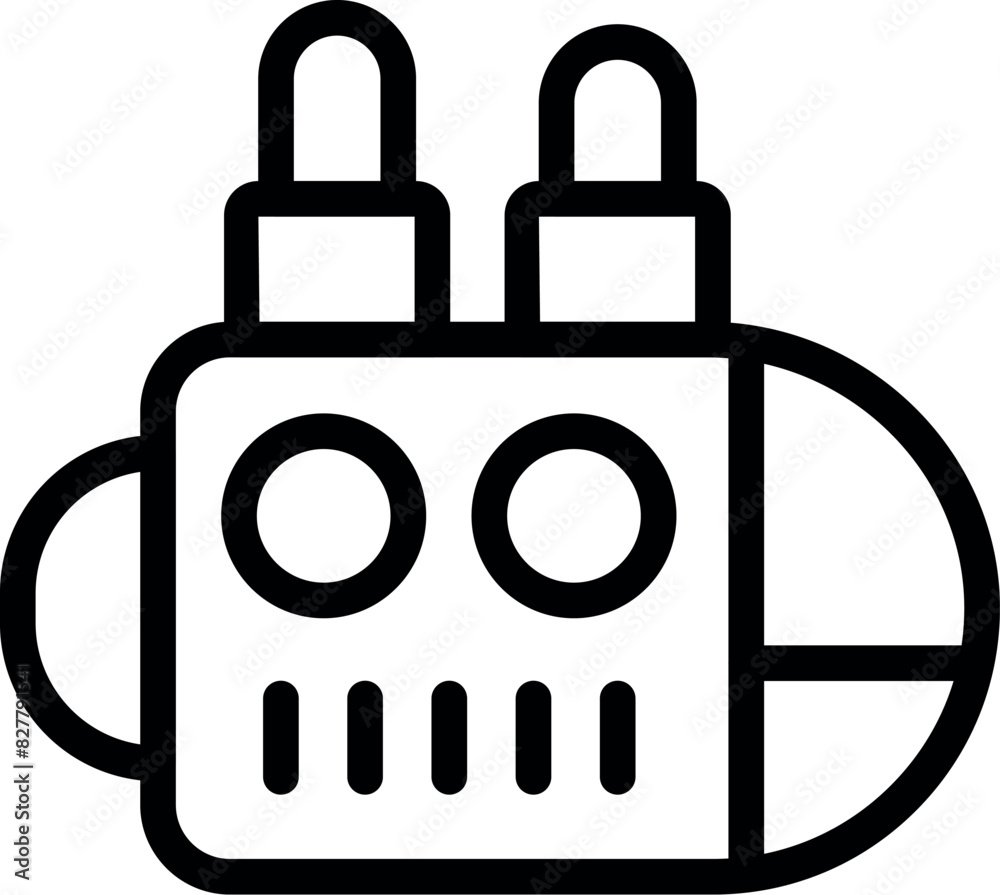 Wall mural simplified black and white illustration of a cartoon robot plug icon - Wall murals