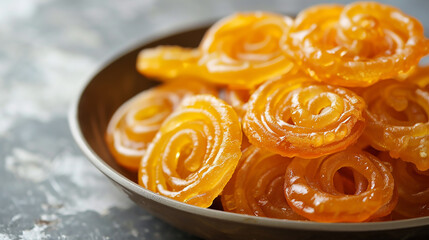 zalabiya Jalebi or Jilbi or imarati, indian sweet food coated in sugar syrup