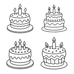 Birthday cake with candles isolated vector with cream decoration Dessert  with candles