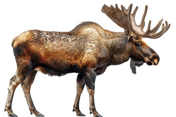 side view moose isolated on transparent background ,moose deer png ,generative ai