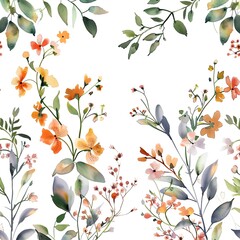 Watercolor colorful floral pattern