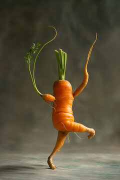 Naklejki carrot with arms and legs dancing with a realistic dance pose