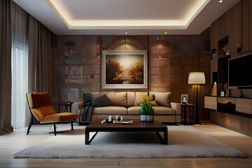 Modern style room decorated. This is a modern style, suitable for living room decoration
