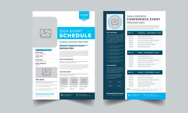 Event Schedule design template Layout with unique 2 style design  concept page
