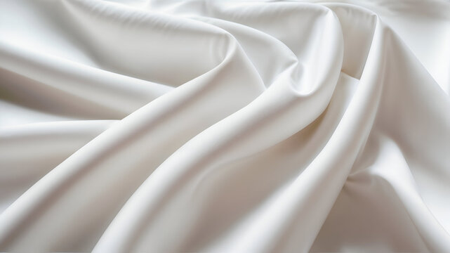 A white bedsheet is piled and wrinkled, creating a crumpled texture.