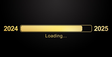 2025 Happy New Year loading bar Background for your Seasonal Flyers, banner, sticker, and Greetings Card. 2024 to 2025.