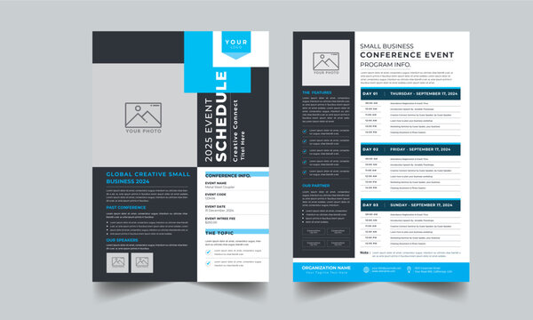 Event Schedule design template Layout with unique 2 style design concept page - Powered by Adobe
