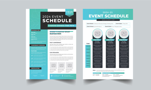 Event Schedule design template Layout with unique 2 style design concept page