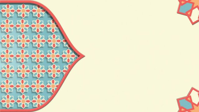 animated background arabic pattern with space for text, frame ied ul adha.