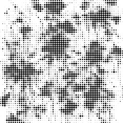 Halftone faded gradient texture. Grunge halftone grit background. White and black sand noise wallpaper. Retro pixilated vector backdrop