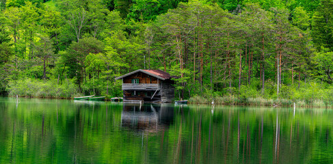 Obraz premium Landschaft am Thumsee, Bad Reichenhall, Bayern, Deutschland