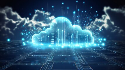Futuristic cloud computing: transferring big data over the internet with advanced digital technology.

