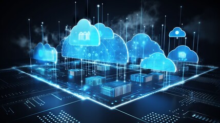 Futuristic cloud computing: transferring big data over the internet with advanced digital technology.

