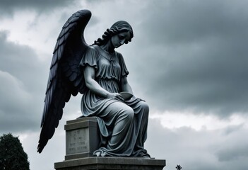 Fototapeta premium angel statue in front of the church