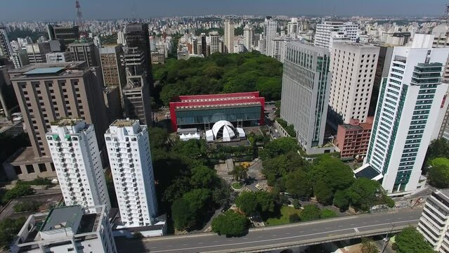 Aerial view of Masp (S&atilde;o Paulo Museum of Art) - S&atilde;o Paulo, Brazil