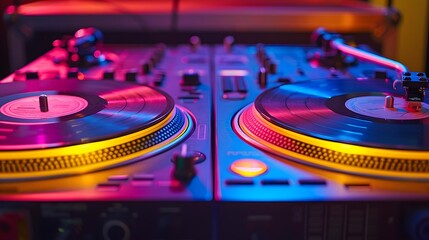 Electric Mix: Neon-Lit DJ Mixer Sets the Night Aglow