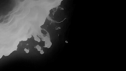 Grey smoke explosion on black background, abstract smoke cloud background, bubble smoke cloud.