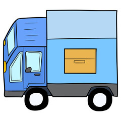 delivery truck illustration hand drawn isolated vector	
