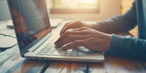 A blogger types away at their keyboard, crafting an engaging post about the latest industry trends and developments