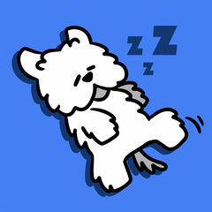fluffy cute dog taking nap afternoon serenity doodle illustration