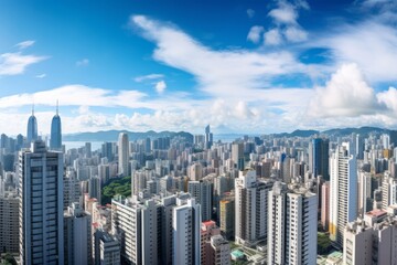 Expansive Urban Landscape. Skyscrapers And Architecture Under Blue Sky. Generative AI