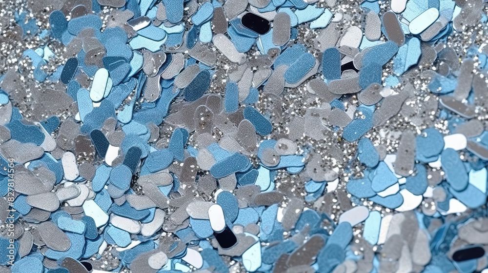 Poster abstract shiny background with blue glitter waves. scattered confetti sparkles with light blue color