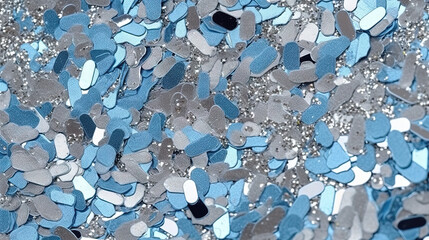 Fototapeta premium Abstract shiny background with blue glitter waves. Scattered confetti sparkles with light blue color.