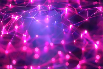 Fototapeta premium Abstract background with glowing pink and blue lines and dots, creating a futuristic and dynamic effect.