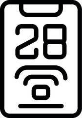 Black outline vector illustration of a digital smart lock display on smartphone screen