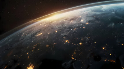 Wide angle shot of Earth from space